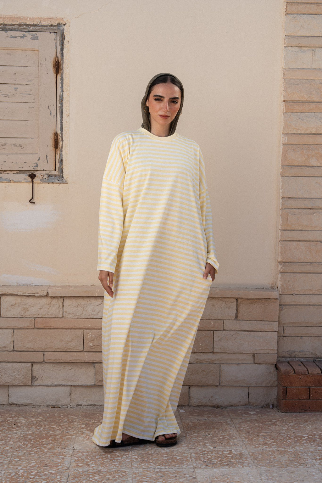 STRIPPED MAXI T-SHIRT DRESS
