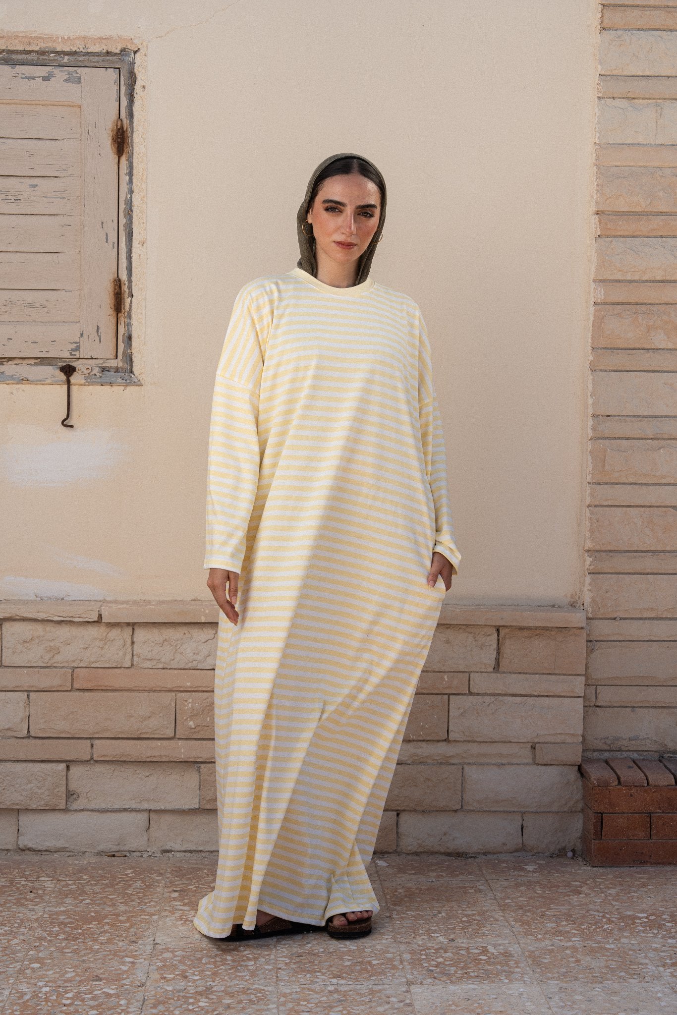 STRIPPED MAXI T-SHIRT DRESS