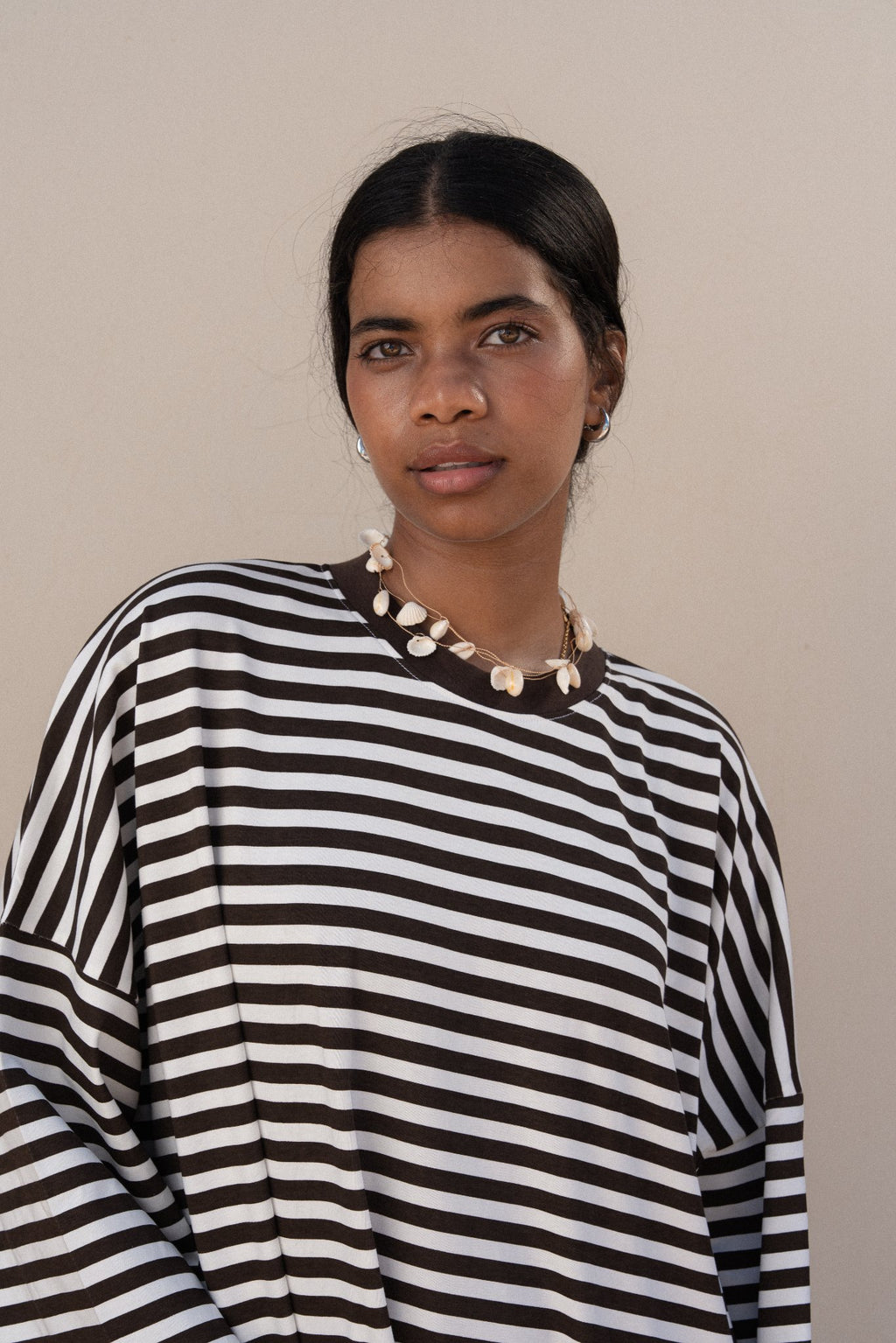 STRIPPED MAXI T-SHIRT DRESS