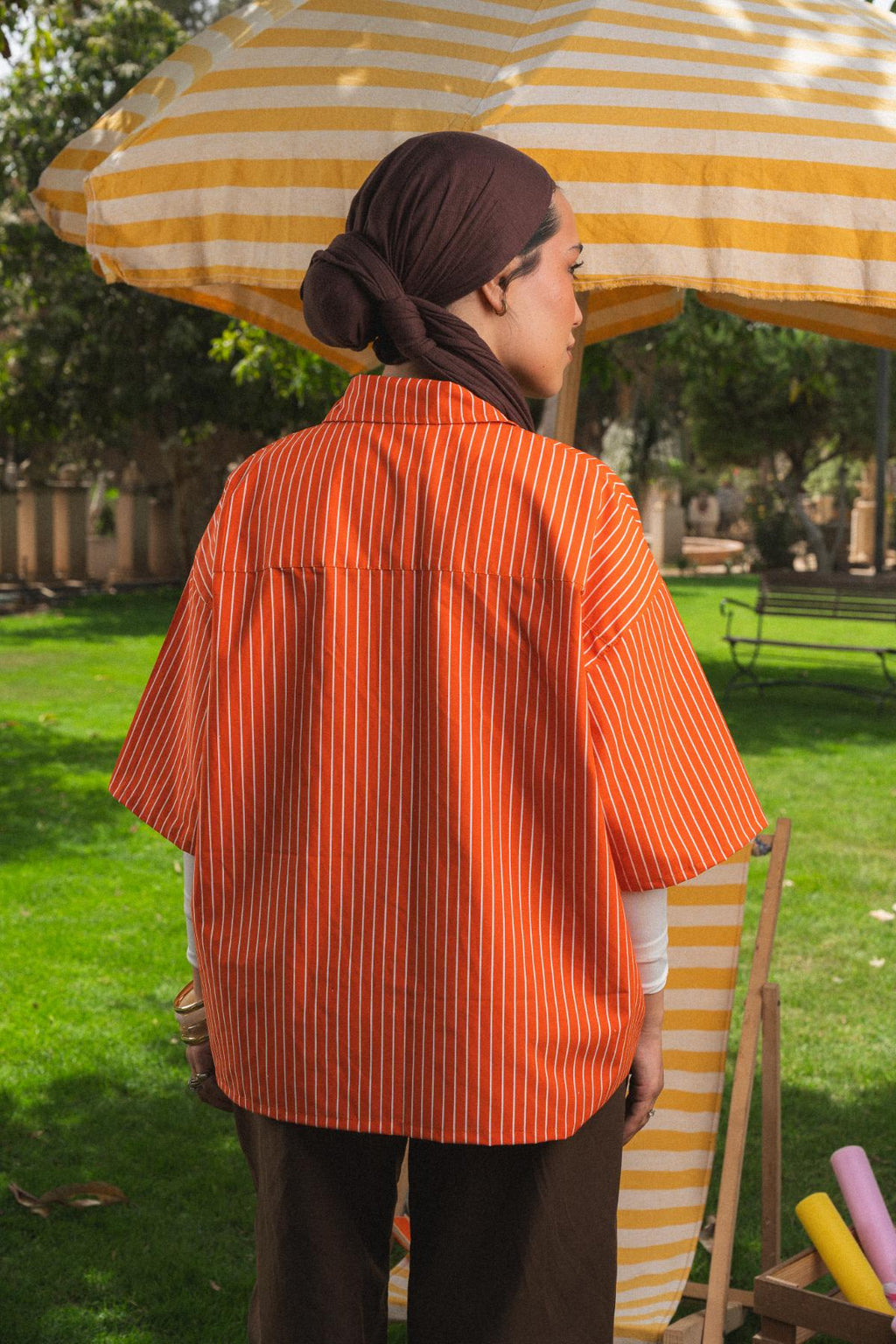 ORANGE BOXY STRIPED SHIRT
