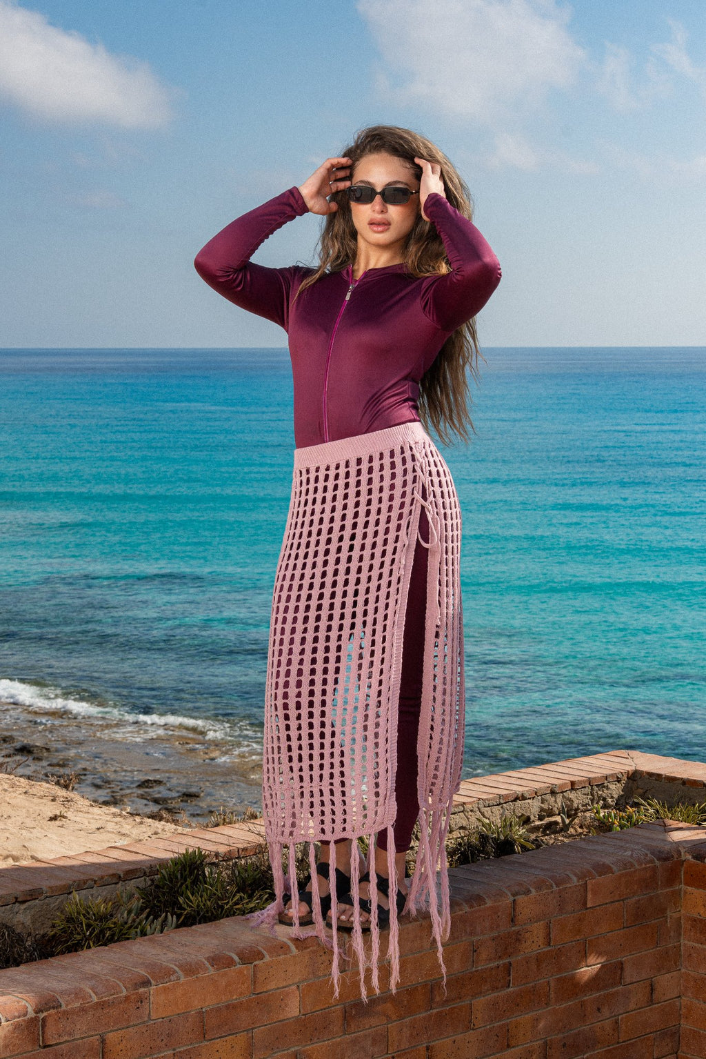 CROCHET SKIRT - SOFT ROSE